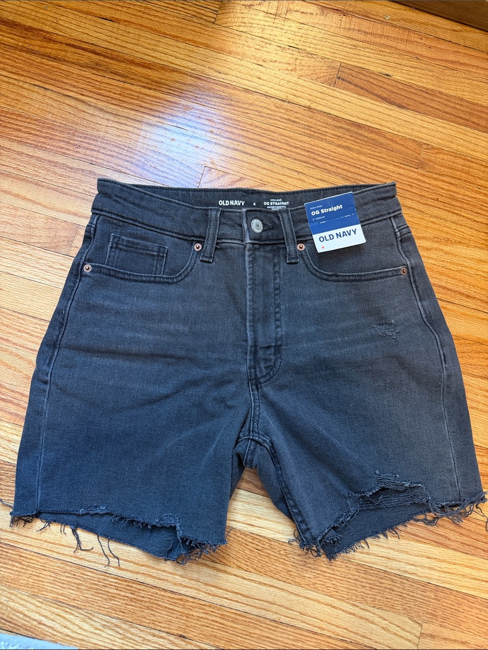 Old Navy Black Distressed High-Rise Denim Shorts